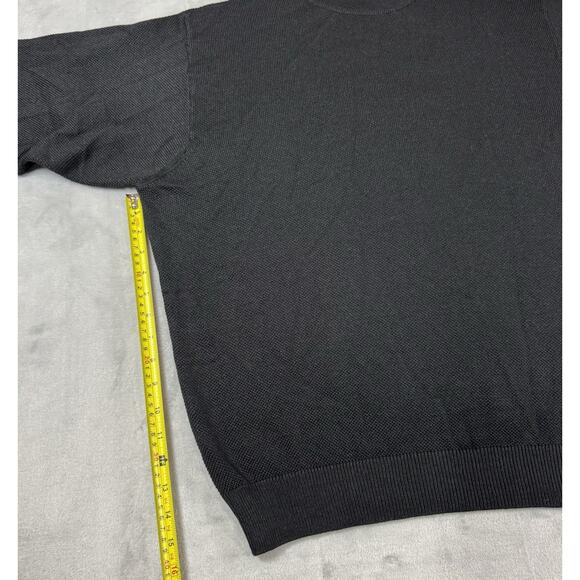 Hart Shaffner Marx Black Wool Silk Blend Men’s Large Mock Sweater Made In Italy - Picture 6 of 10